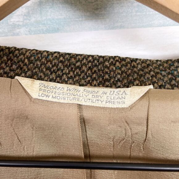 Lands End Tweed Sport Coat Brown Lambswool Wool Two Button USA Mens 43L 43 Long - Picture 10 of 11